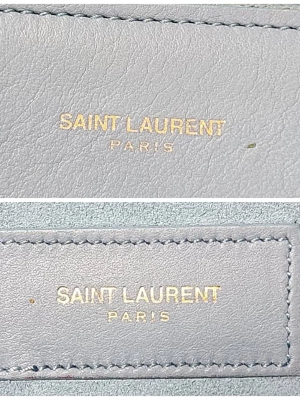 Authentic YVES SAINT LAURENT Calfskin Leather Ligne Y Clutch Bag Blue